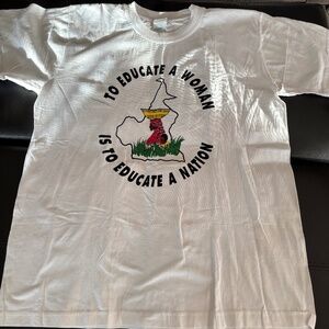 Peace Corps White Shirt "To Educate A Women is To Educate A Nation" NWOT